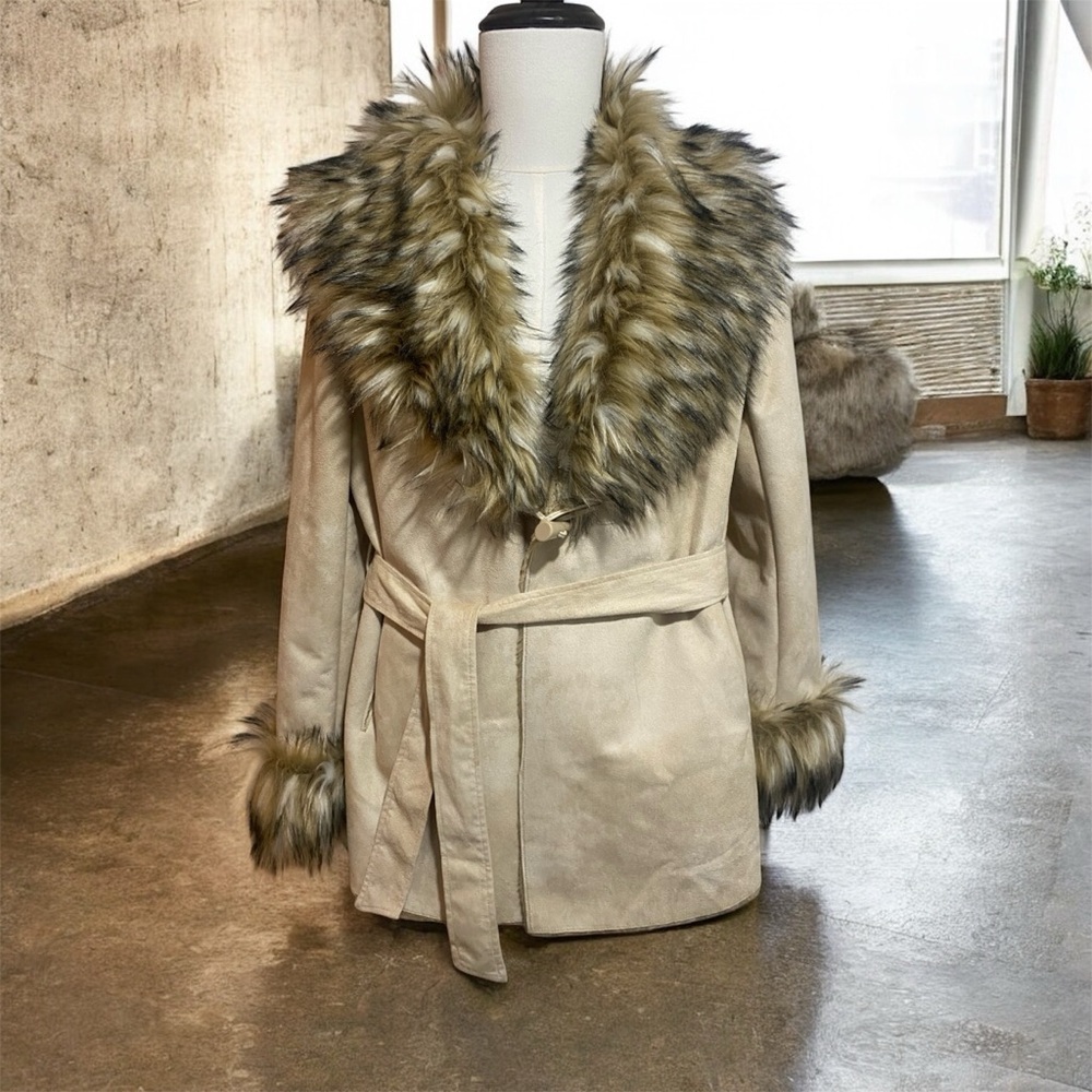 Carlo Pozzi Collection Faux Fur coat SZ L - Picture 2 of 11